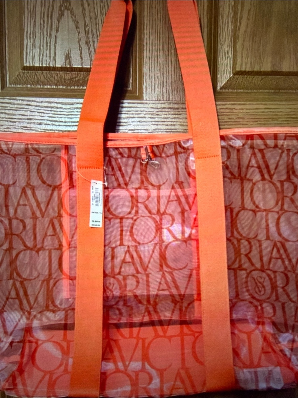 Victoria's Secret Neon Orange Logo Tote